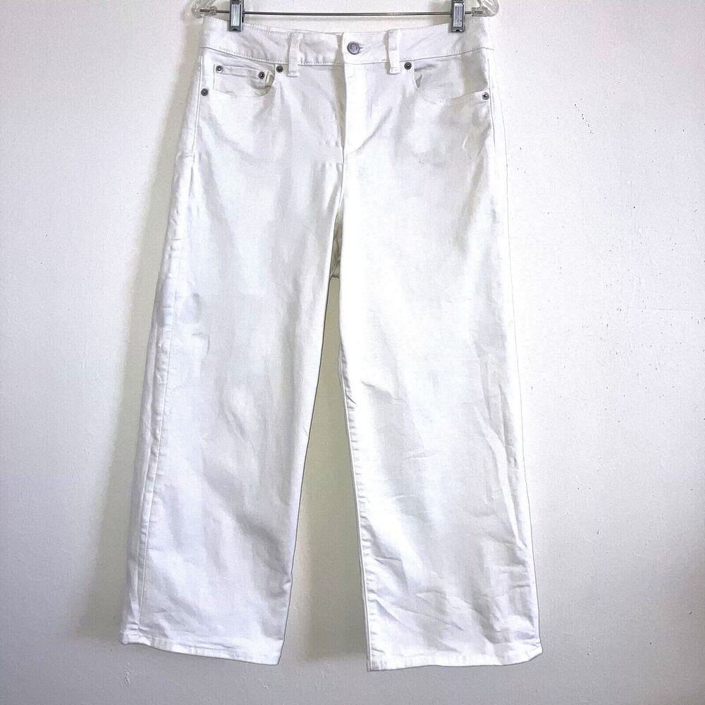 CHELSEA & VIOLET sz 29 Solid White Cotton Blend Stretch Denim Wide Leg Jeans
